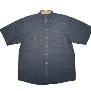 Eddie Bauer Utility Outdoor Canvas Short Sleeve Button Shirt Men's Large Black